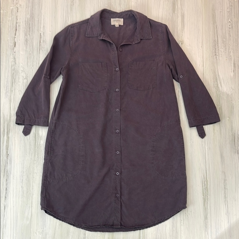 💚5/$25 Everly Plum Purple Button-Up Dress w/ 3/4 Sleeves Women’s Sz S